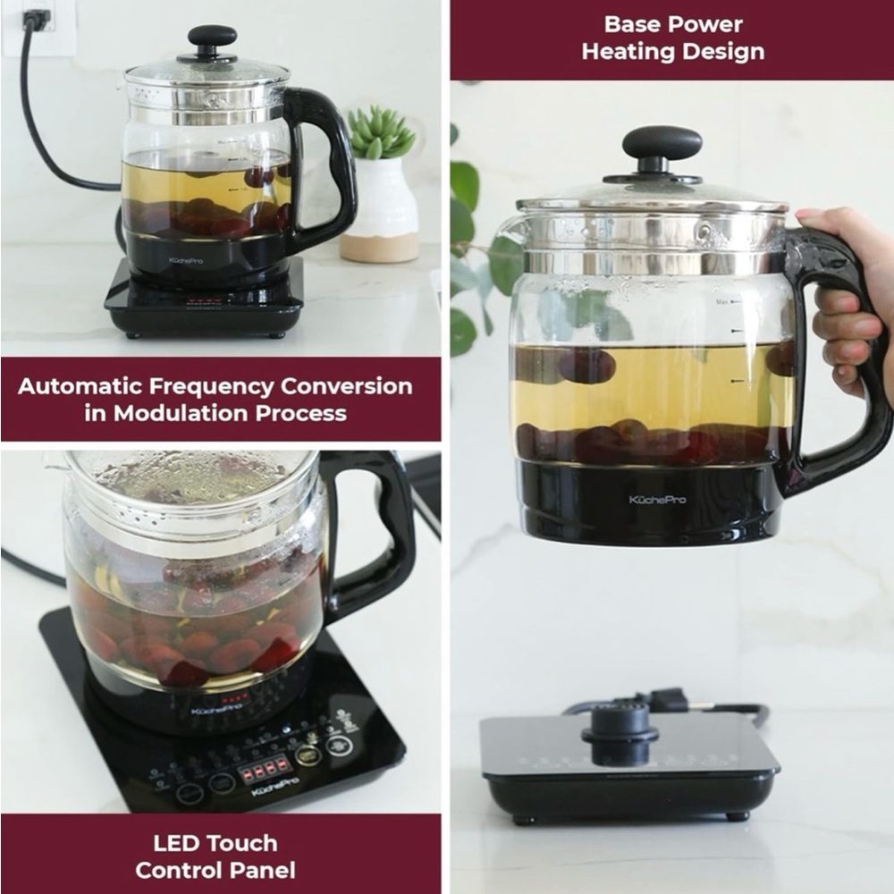 Multi-Function Kettle - Black Glass Teapot - Picture 8 of 16